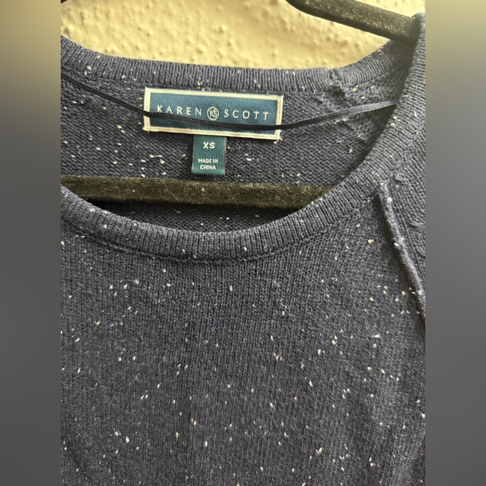 Karen Scott Navy Blue Speckled Crewneck Sweater Women’s XS - Picture 3 of 8
